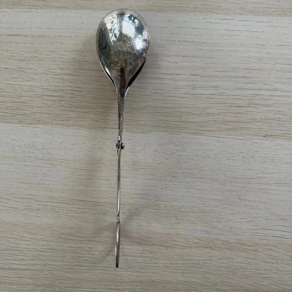 Vintage EPNS Silver Plated Scissor Action Spoon Tongs Made in England
